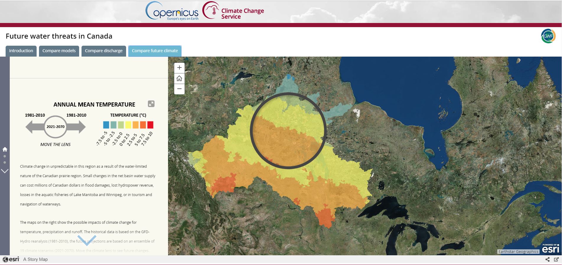 A screenshot from the Canadian Showcase for the Copernicus Climate Change Service